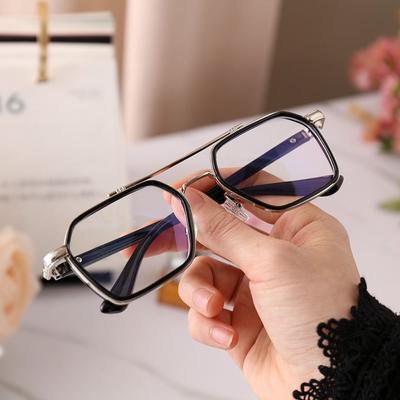 Computer Grade Glasses Unisex Uv Protection Polygon Retro Reading Glasses Flat Mirror Eyewear Anti Blue Light Eyeglasses
