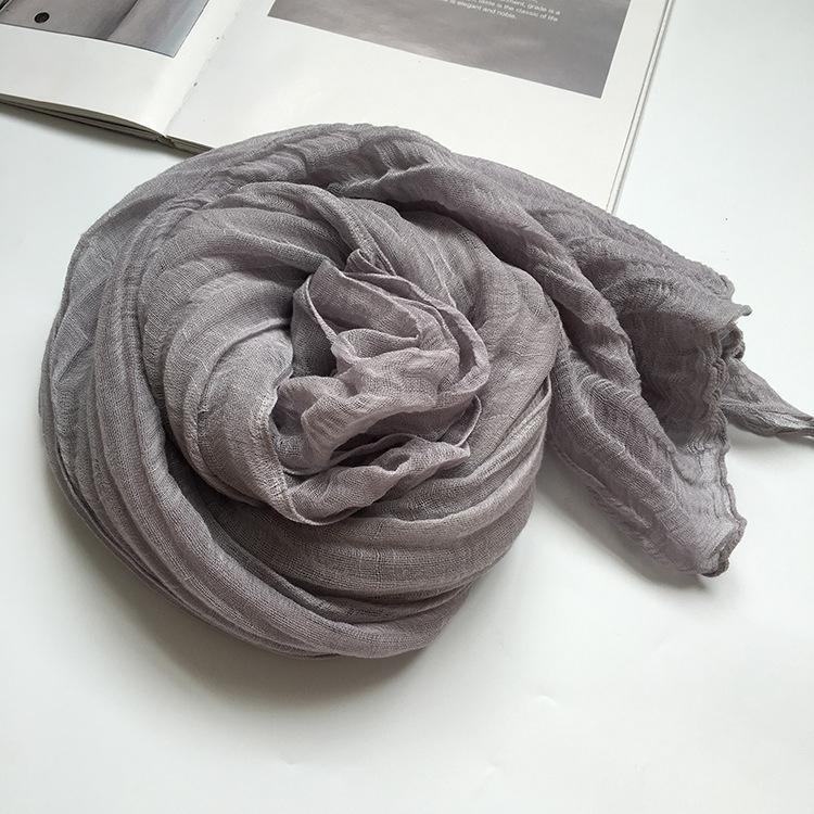 

Весенне-летний тонкий хлопково-льняной шарф Дзен-танец Узкая шаль Натуральная текстура Плиссированный шелковый шарф Универсальный Многоцветный