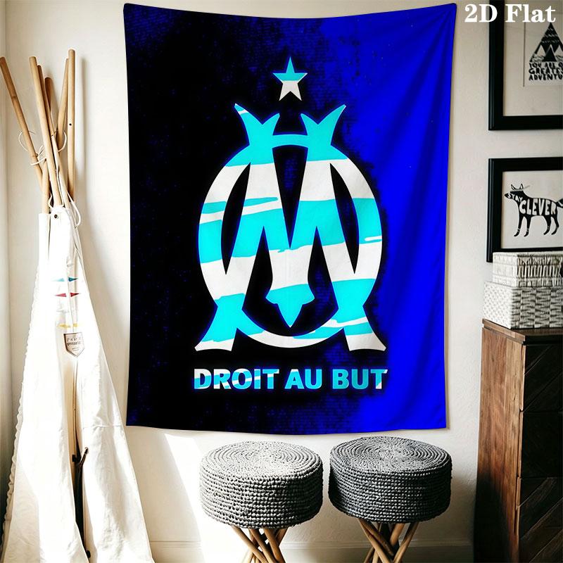Olympique De Marseille Wall Hanging Printed Fabric Blanket Decorative Tapestries for Bedroom Living Room Home Decor
