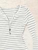 European & American Striped V-neck Long-sleeve Slimming T-shirt - Autumn/Winter Casual Korean Style