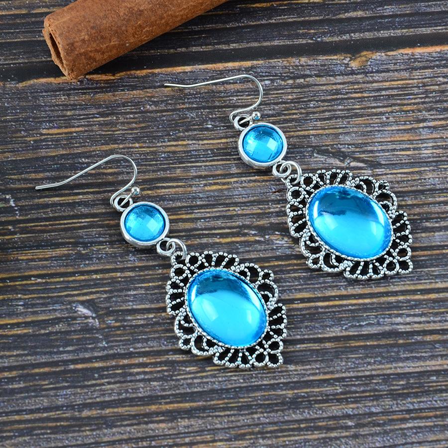 

Stylish Bohemian Blue Pendant Ethnic Exotic Gemstone Earrings срібний
