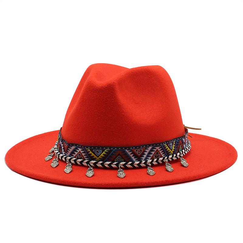 European, American and British style new classic jazz top hat simple fashion big eave hat men's and women's woolen hat