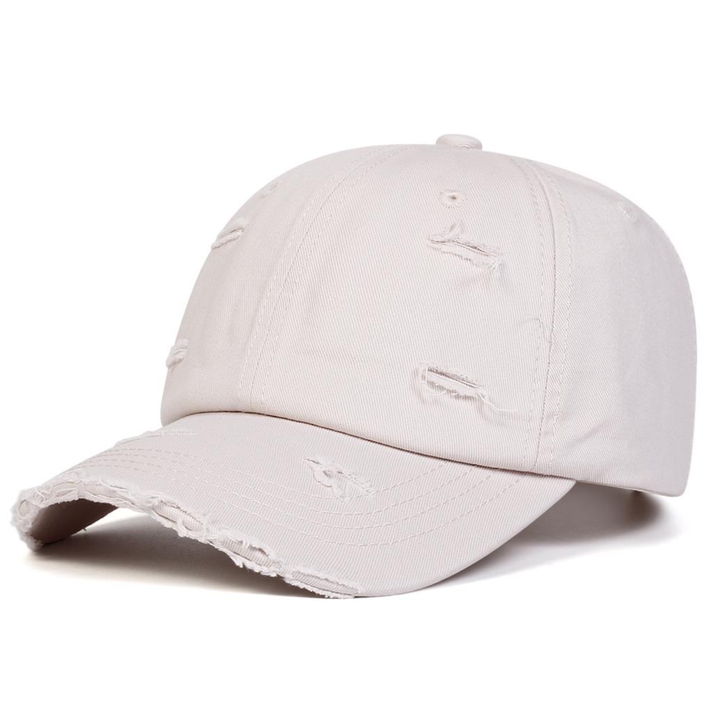 Men Solid Color Vintage Holes Wash Baseball Cap Outdoor Adjustable Sunscreen Leisure Hat Spring Autumn Travel Tourism Beach Vacation