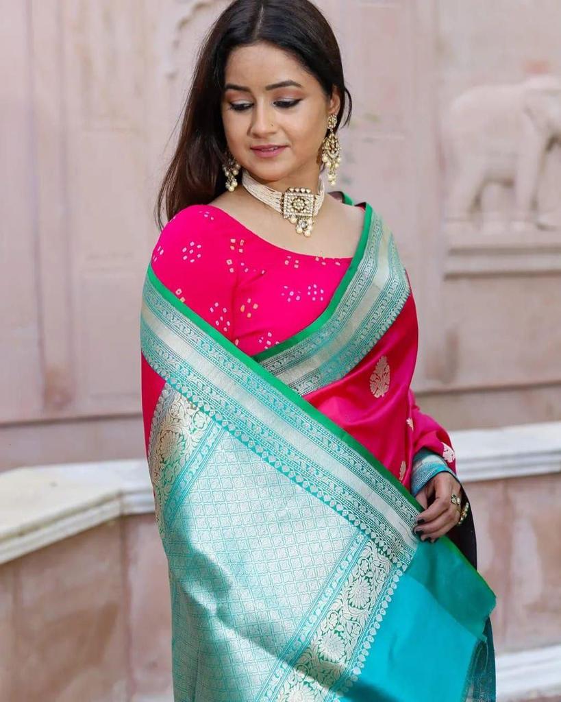 Indian Traditional Soft Lichi Silk Saree With Jecquard Weaving