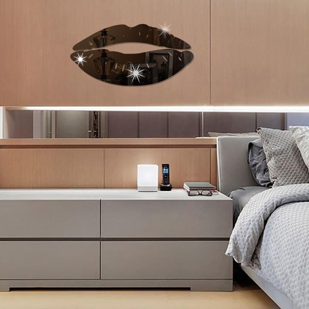 

Съемные зеркальные наклейки для губ, наклейки на стену, художественные наклейки из ПВХ, украшение для дома, комнаты, сделай сам чёрный