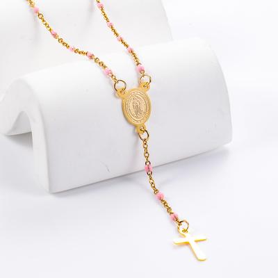 Stainless Steel Rosary Beads Christianity Necklaces Jesus Long Chains For Woman/Man Cross Pendants Christian Jewelry Prayer