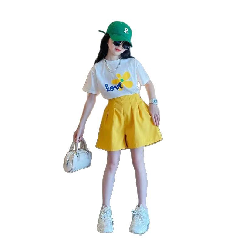 Neues stilvolles Sommer-Outfit für Mädchen Set Modisches Zweiteiler-Set für ältere Kinder