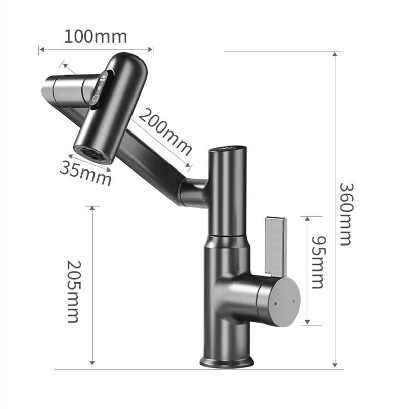 360 Rotation Wash Basin Faucet Digital Display LED Multi-function Stream Sprayer Hot Cold Water Sink Mixer Wash Tap for Bathroom