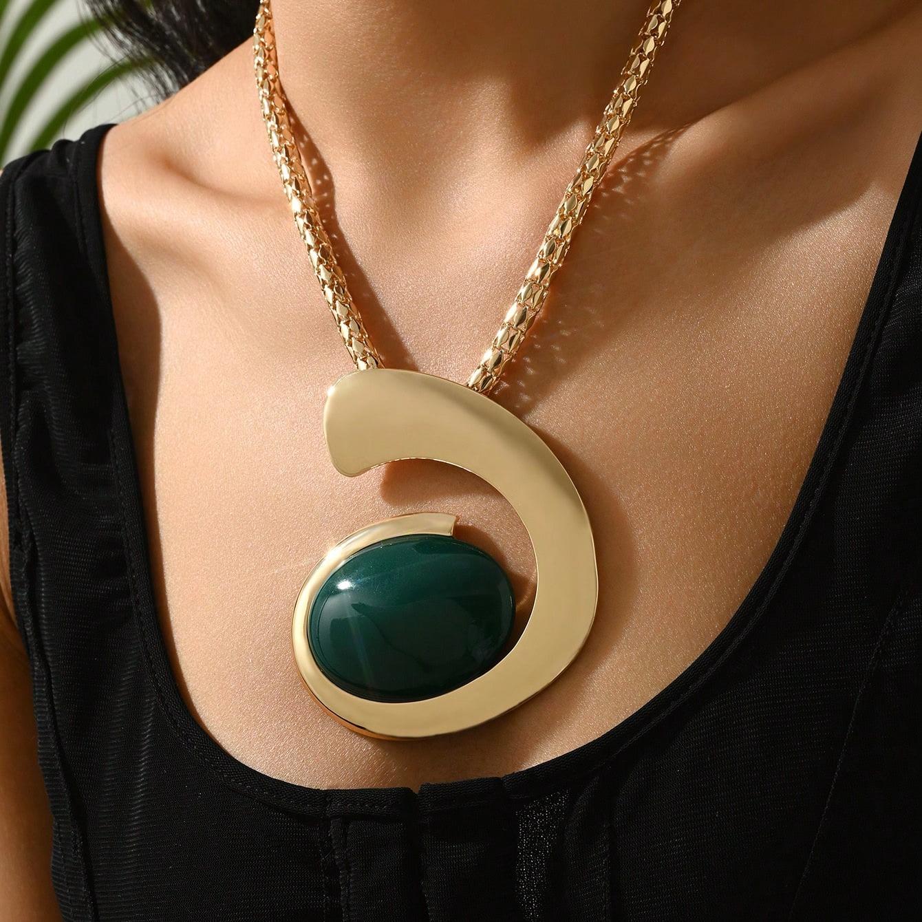 

1 шт. преувеличенный геометрический дизайн, кожаная веревка, длинное ожерелье, модная простая повседневная одежда для женщин и девочек, изысканный подарок на годовщину для вечеринки Size adjustable