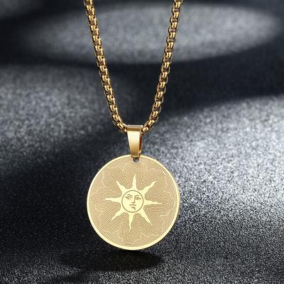 Kinitial Rostfritt Stål Dark Souls Solens Krigare Hänge Halsband Trendigt Runt Berlock Sol Smycken För Vänner bijoux femme