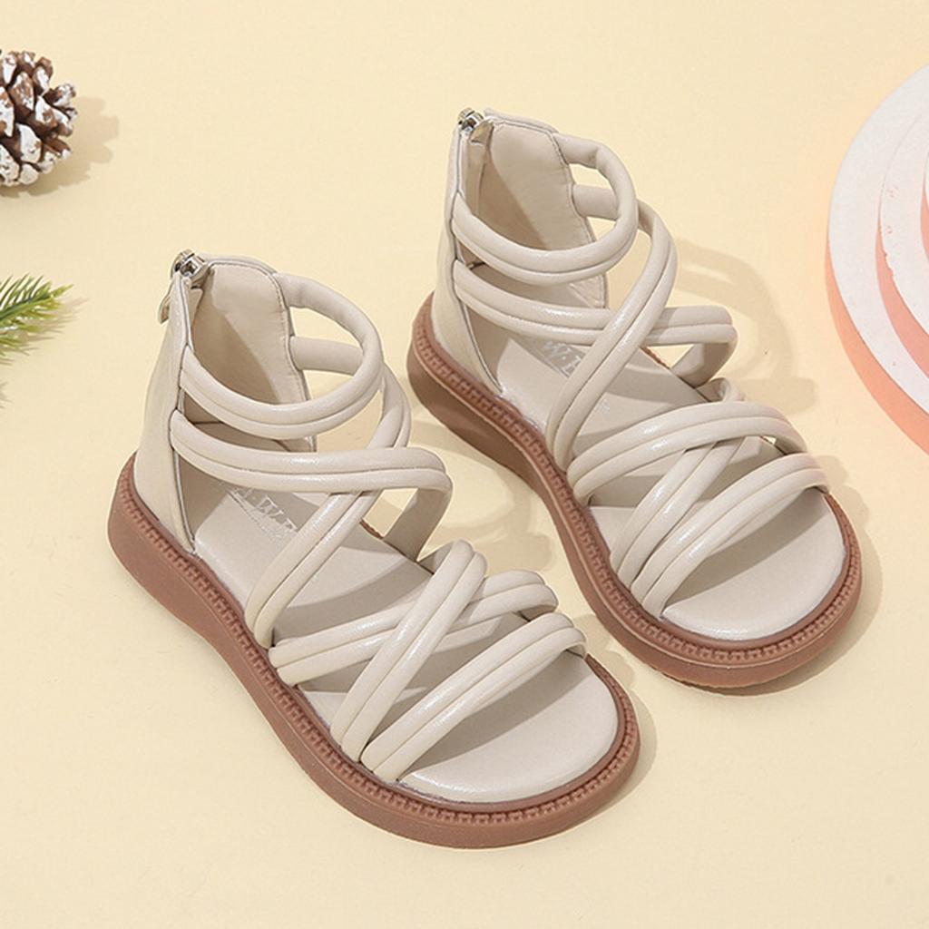 Girls Soft Sole Summer Sandals Outdoor Beach Shoes Strappy Design Lightweight Flexible Sole Toddler Little Kid Footwear