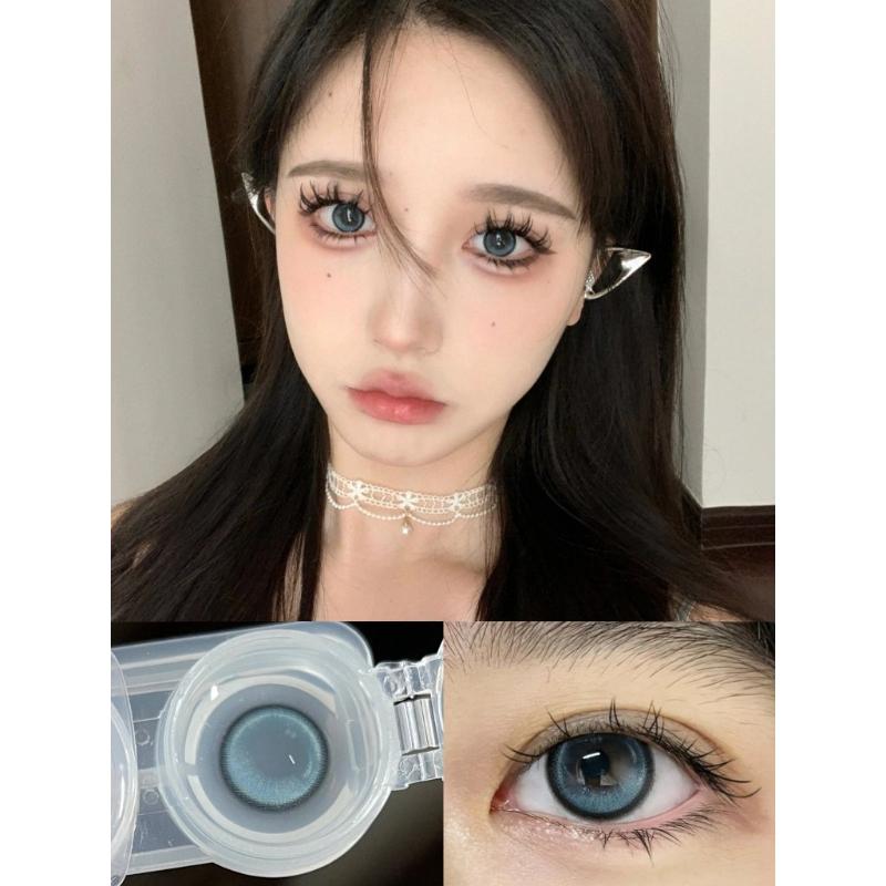 Kontaktlinsen für den jährlichen Gebrauch, große Augen, 14,5 mm, Myopie-Kontaktlinsen, Farblinsen, Puppenbrille, braune und blaue weiche Linsen mit Lösung