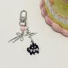 Y2K Stylish Black Cat Bow Keychain Ins Style Beaded Keyring Bag Pendant Decoration Earphone Camera Charm Car Key Accessories