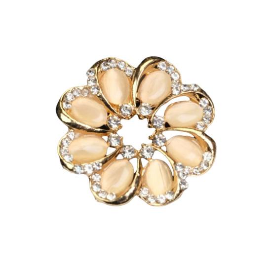 Brooch Retro Style Leaf Floral Design Lapel Pin with Faux Opal Inlaid Sweaters Collars Hats Bags Coats Scarves Badge Outfit Accessory