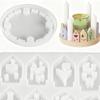 Silicone Christmas Advent wreath Resin Molds 12-Cavity with Base Non-Stick Christmas Houses Candlestick Mold DIY decorative mold