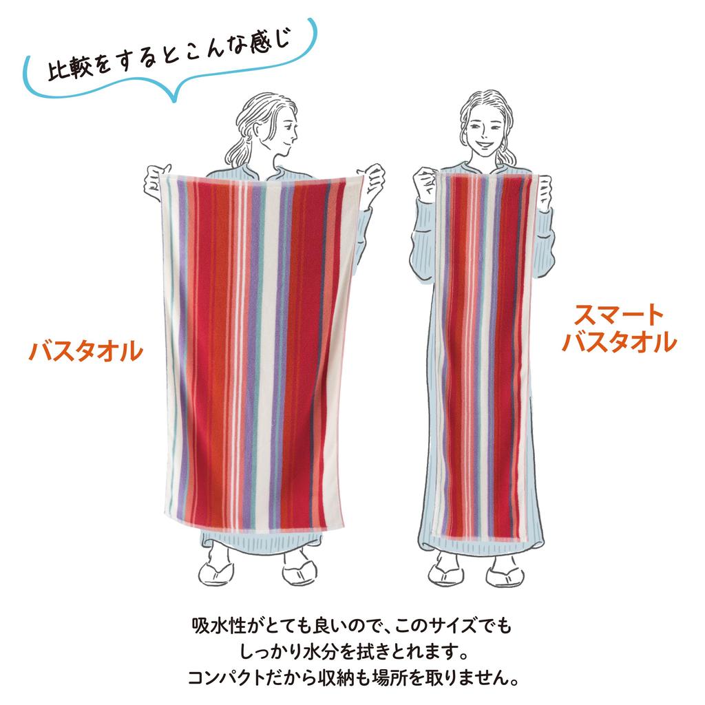Nishikawa Imabari Smart Bath Towel Mini Bath Towel 34x120cm 100% Cotton Gauze & Pile Mousse Puff Fluffier with Each Wash Unique Puffy Cotton for