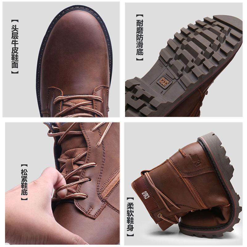 2024 2024 2024 Cow Leather Boots Men Lace Up Ankle Boots Platform Shoes Autumn Winter Ladies Shoes Outdoor Vintage Boots for Men