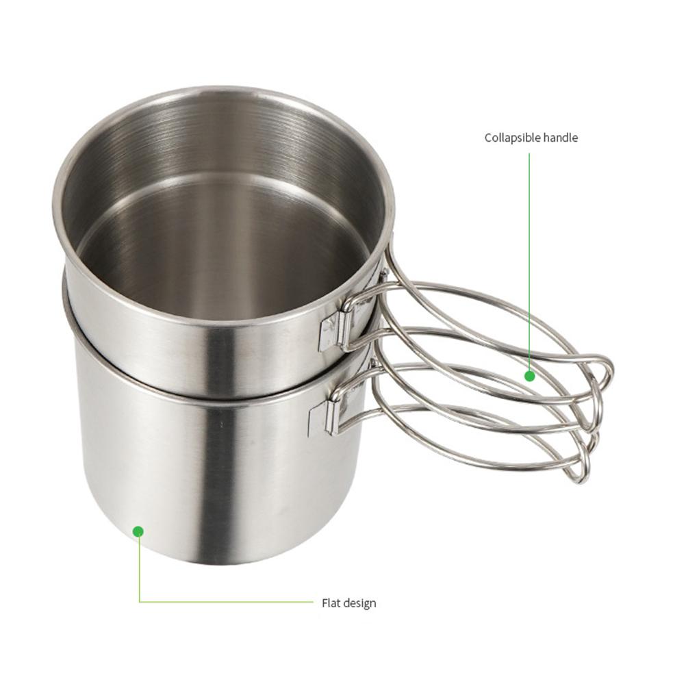 2 Pcs Camping Cookware Cooking Set Outdoor Stainless Steel Camping Pots Cup Mug for Backpacking Hiking Picnic
