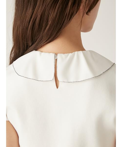 Lily Brown Ruffle Detail Bowtie Knit Top White Women's (LWNT252001)