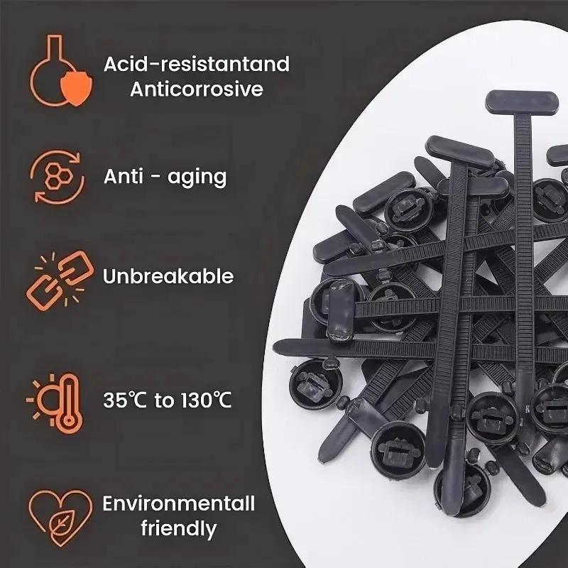 2-200pcs Self Locking Zip Nylon Cable Tie Buckle Black Zip Ties Multipurpose Cable Ties Tool Universal Heavy Duty for Car Repair
