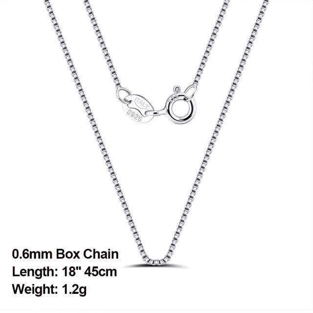Italian 925 Sterling Silver Neck Chain Rose Gold Color 1.0mm Cable Chain Necklace Silver O-chain Cross Chain