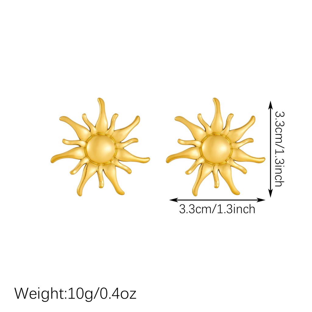 DIEYURO 316L Stainless Steel Golden Fashion Irregular Sun Rays Earrings For Women Trend Classic Waterproof Earrings Jewelry Gift