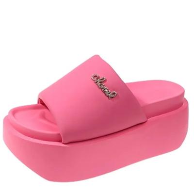 Moda Letnie Błyszczące Klapki na Platformie Kobieta Outdoor 8CM Klapki na Plażę Buty Damskie Koturny Antypoślizgowe Sandały Japonki Zapatos De Mujer
