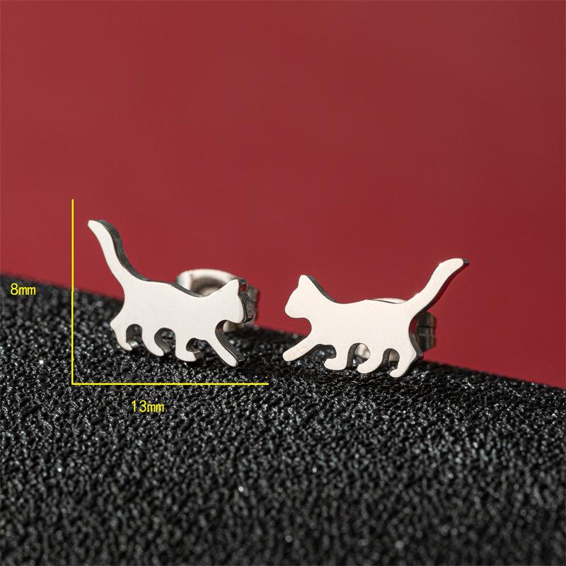 Charming Asymmetrical Cat Ear Studs: Stylish Versatile Earrings with Niche Animal Design