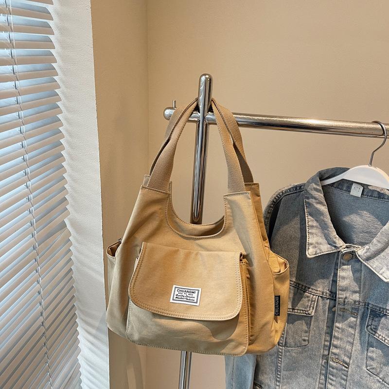 Cloth bag women's large-capacity new summer versatile simple shoulder underarm bag college student class tote bag