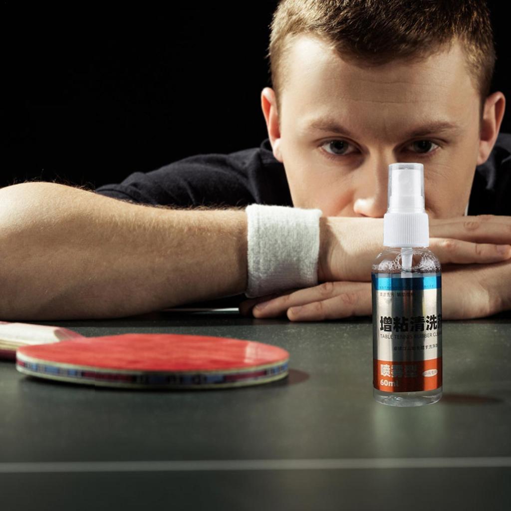 61ml Spray Bottle Table Tennis Racket Cleaner Table Tennis Racket Cleaning Spray Kit with 1-Sided Sponge Powerful Table Tennis