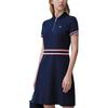 Fila Sports Lifestyle Series Fashion Casual Polo Neck Loose Short Sleeve Dress Women Dresses Legendary-Blue F51W321310FNV