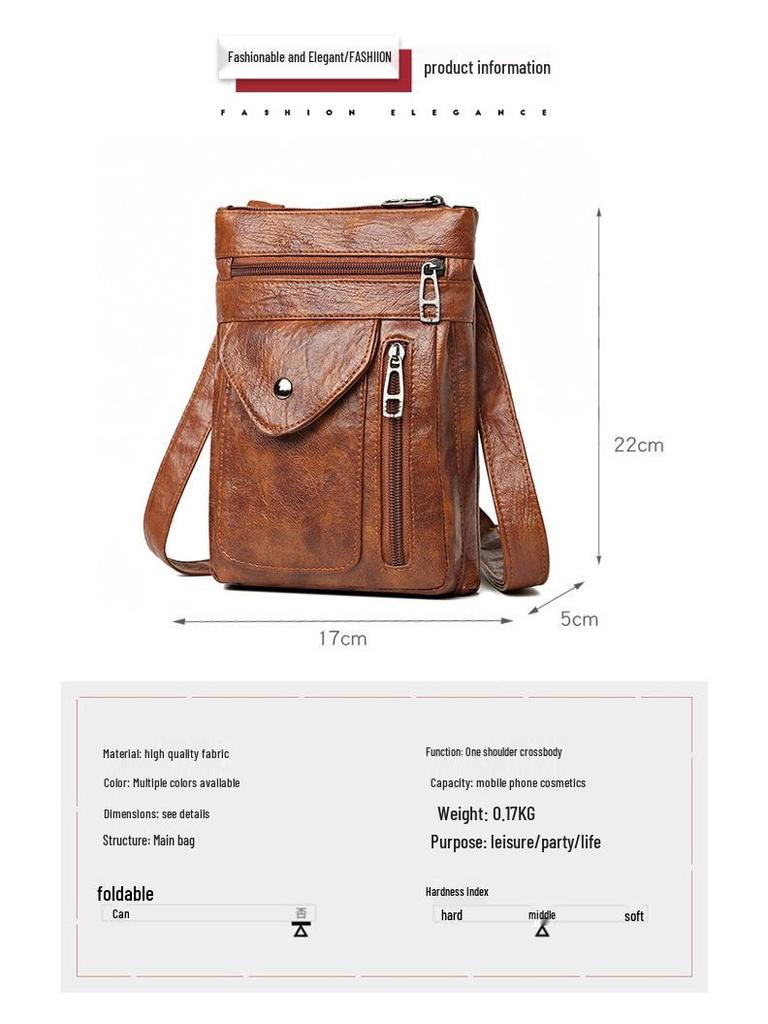 Women's Stylish Retro Crossbody Bag - Soft Leather, European & American Style, Small Shoulder Phone Bag