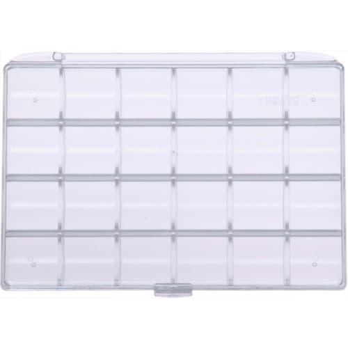 Shinkohanger Bead Case, 24 Compartments, Clear, Made In Japan, Transparent Organizer Box, Storage Case with Dividers, Craft Supplies, DIY Tray, Nail A