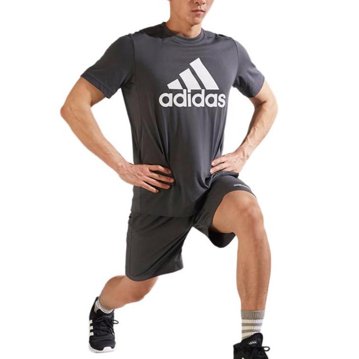 adidas T Shirts Men's Gray Crew Neck Moderate Straight Fit GT3113