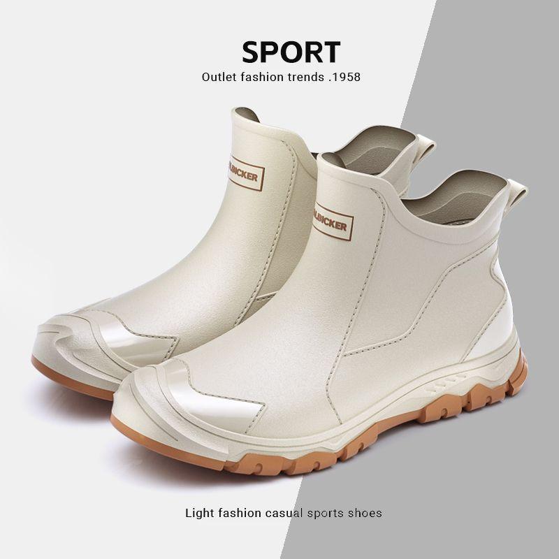 rain boots warm waterproof shoes shoes wear-resistant non-slip lightweight solid color large size boots rain shoes short tube casual waterproof