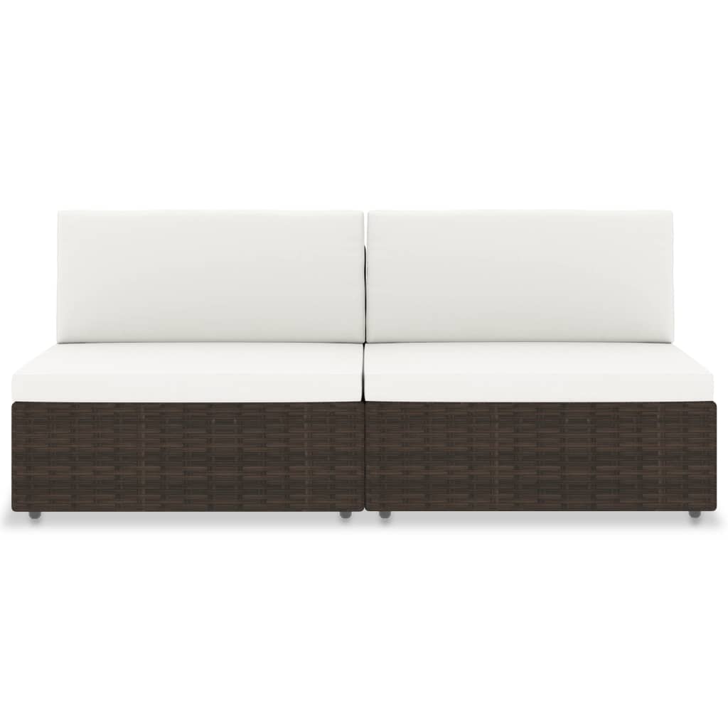 Modular 2 Seater Sofa Poly Rattan Brown