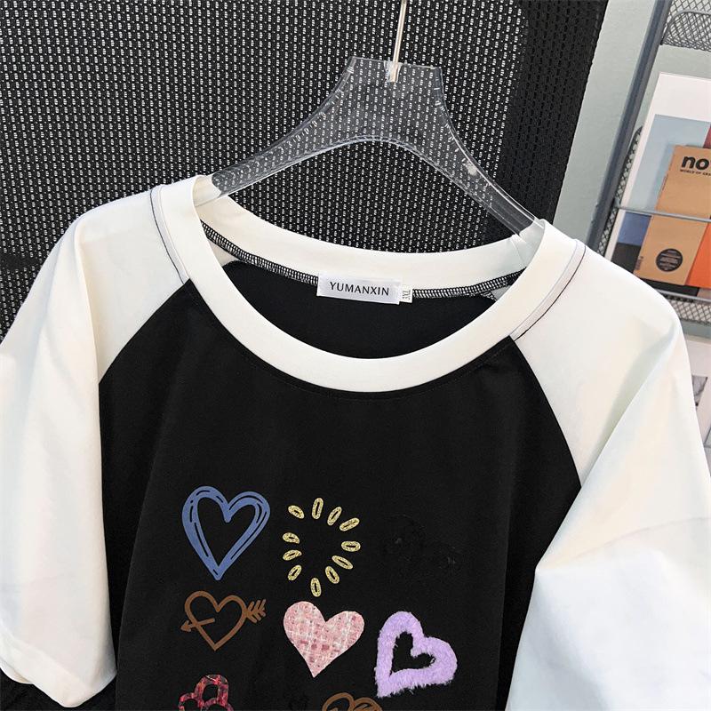 Plus Size Women's Loose Mid-Length Round Neck Short Sleeve T-Shirt (Available In 200/300/350 Jin) 1082