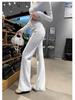 Women's Spring 2026 High-Waisted Micro-Flare Casual Pants - Slimming, Petite, Narrow Leg Design