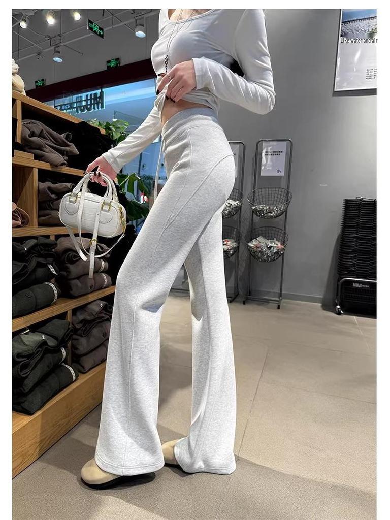 Women's Spring 2026 High-Waisted Micro-Flare Casual Pants - Slimming, Petite, Narrow Leg Design