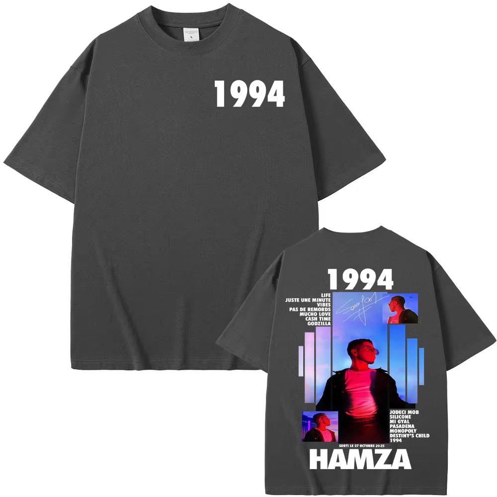 Rapper 1994 Hamza Album Tour 2025 Men's Graphic T-Shirt Oversized Gothic T-Shirt Crew Neck Vintage Unisex Casual Cotton T-Shirt.