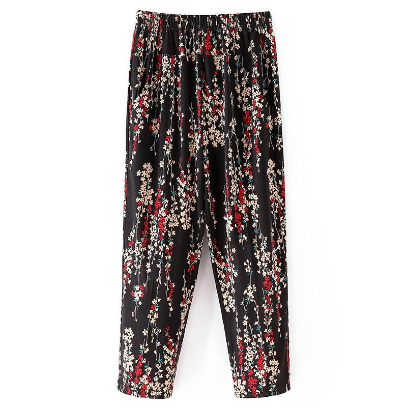 5XL Letní dámské harémové kalhoty Ležérní kalhoty s vysokým pasem Potištěné Elastický pas Kalhoty pro ženy středního věku Letní spodky