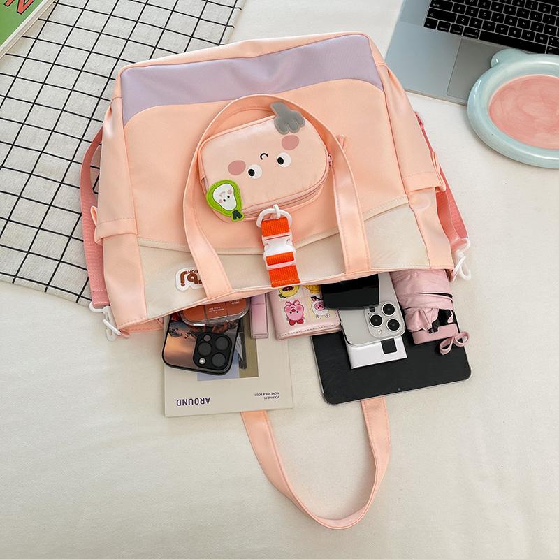 Cartoon Women's Shoulder Bag Contrast Color Student Crossbody Bag Large Capacity Tote Bag