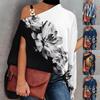 Summer 2024 Women's Halter Shawl Print Batwing Sleeve Shirt