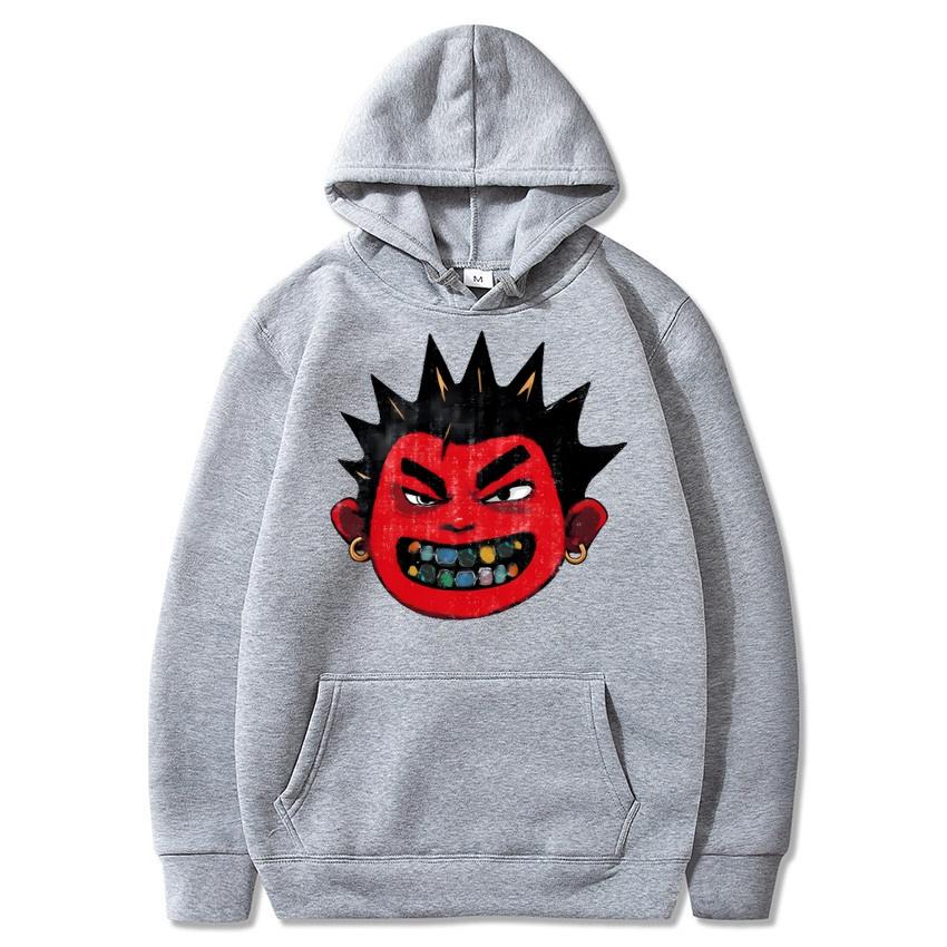 Autumn Winter Red Face Boys' Printed Solid Color Hoodie Daily Casual Hoodie Classic Coat Warm Street Sweatshirt Gift