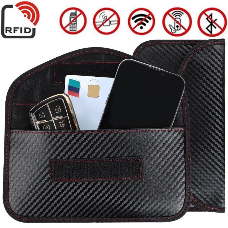 2-1pcs Car Key Signal Blocking Shield Case Faraday Bag Protector Pouch Signal Blocker Case RF Signal Safe Lock Bag for Car Keys