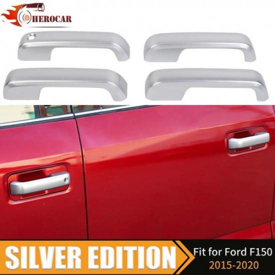 Silver Car Exterior Outer Door Handle Decor Cover Shell Trim For FORD F150 15-20