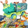 Large Dinosaur Truck Toys for Kids Jurassic Tyrannosaurus Rex Transport Car Carrier Truck with Dino Figures Eggs for Boys Girls