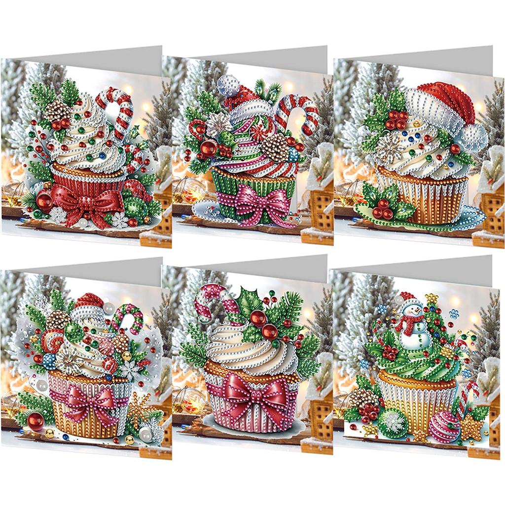 6PCS DIY Diamond Painting Greeting Card Set Rhinestone Diamond Art Mosaic Postcards Thank You Cards and Holiday Blessings