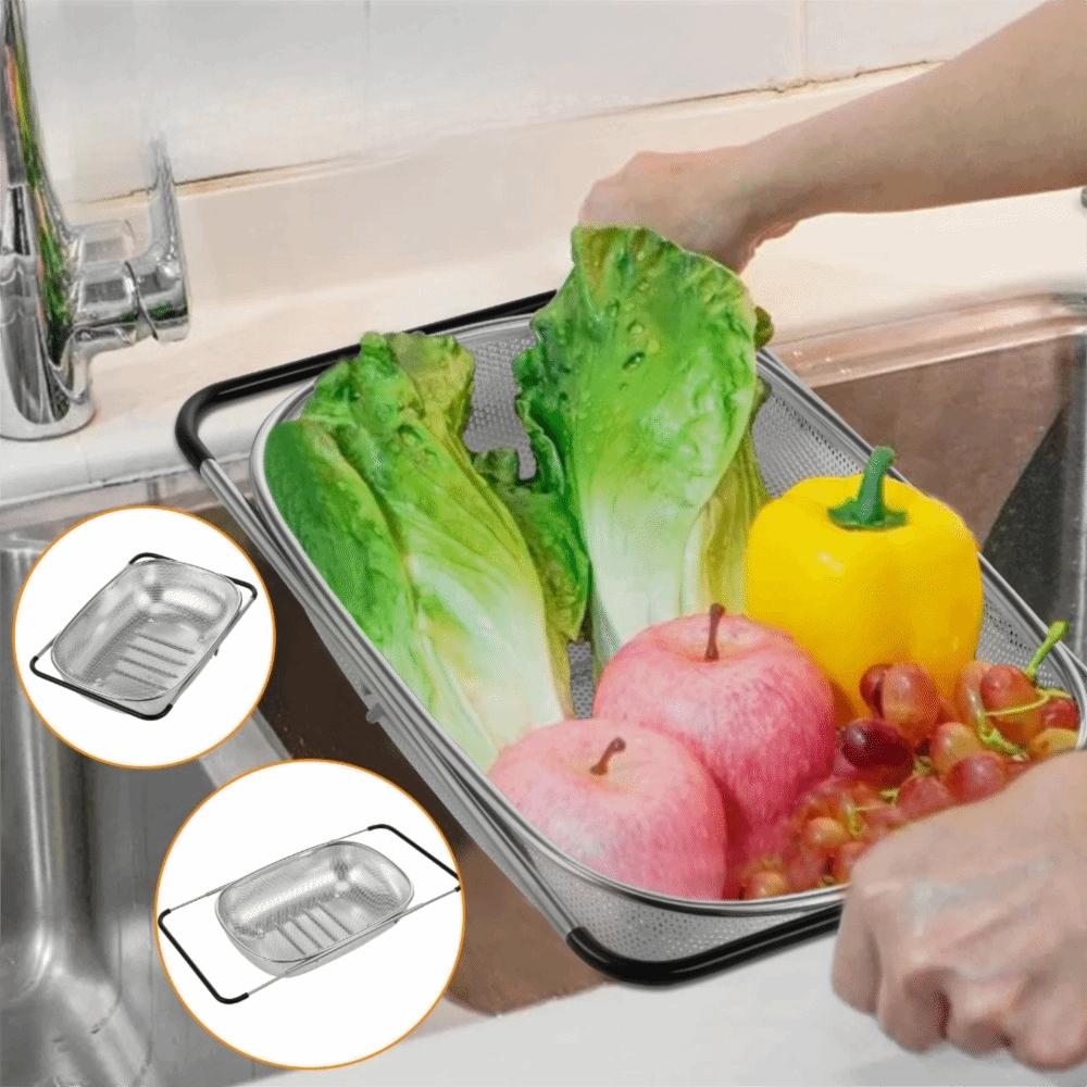 Fine Mesh Sink Drain Basket Non-slip Handle Vegetables Draining Racks Pasta
