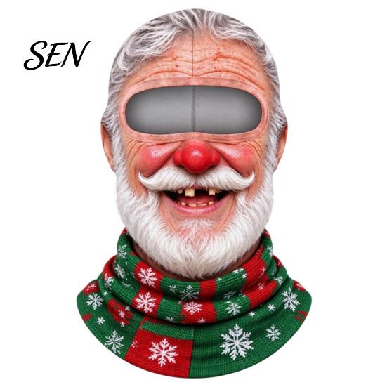 Gesichtsdruckmaske Weihnachten Skimaske, Winter Realistische Sturmhaube für Herren Thermische Abdeckung Damen, Winddicht Ganzkörper Radfahren Reiten Snowboarden Kopf